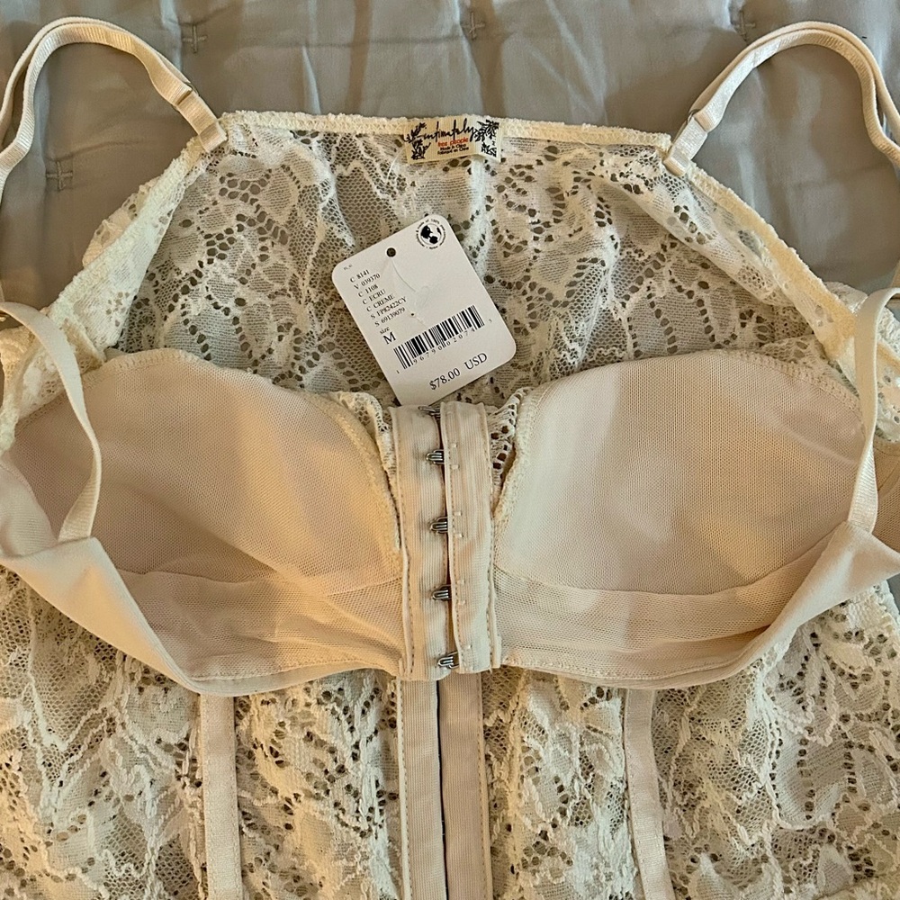 Free People Night Rhythm Lace Bodysuit Size S - Picture 10 of 11